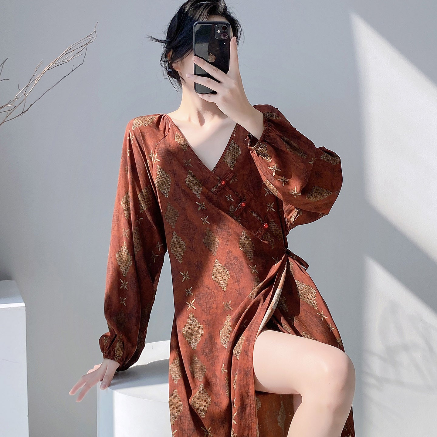 Women's  Floral-print Comfortable Dress