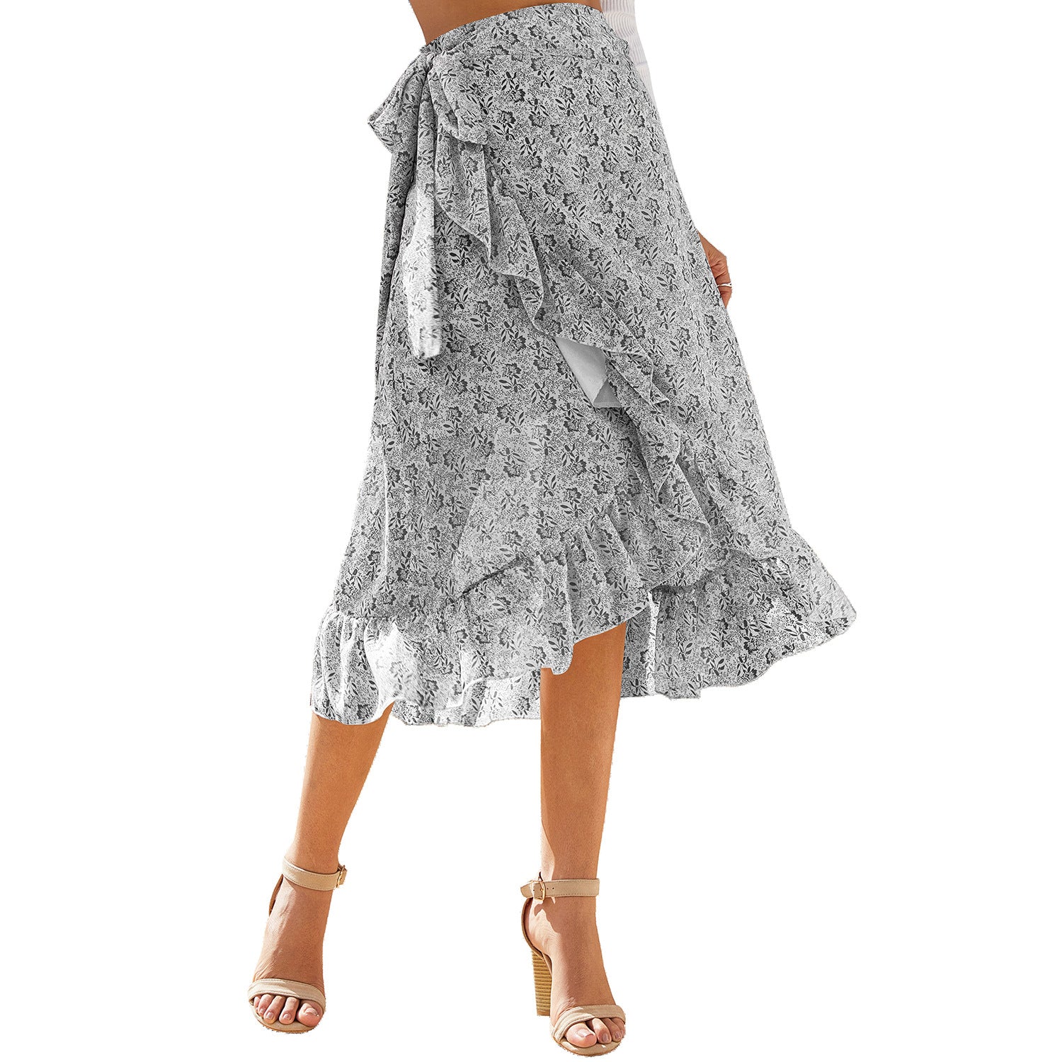 Women’s High-Waist Floral Wrap Skirt