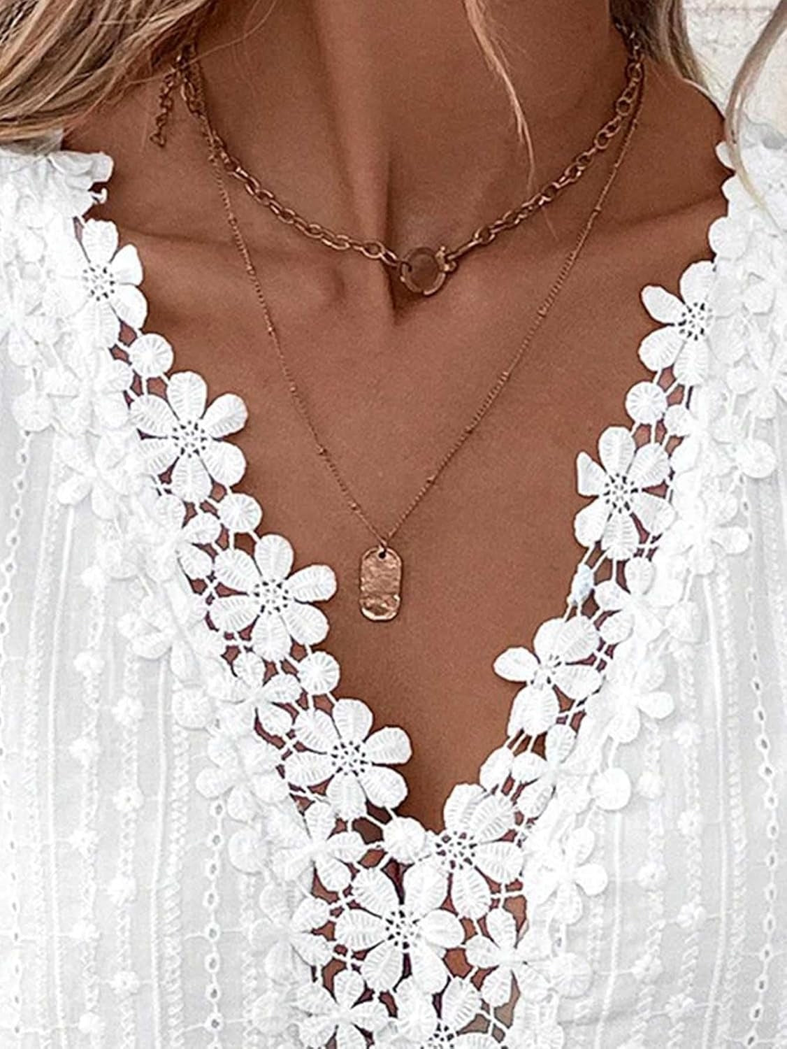 SweatyRocks Women's Floral Lace V Neck Tank Top Casual Hollow Out Sleeveless T Shirt